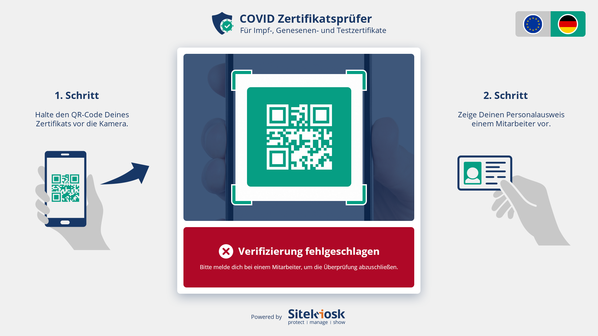 Display Verifizierung fehlgeschlagen