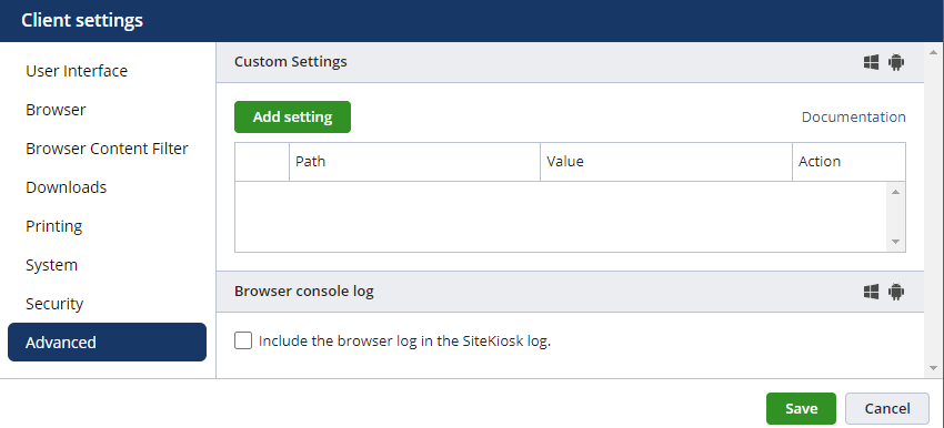 Advanced Client Settings